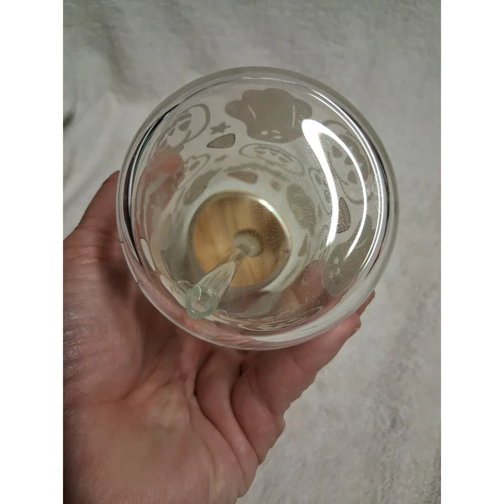16 Oz Glass Halloween Tumbler.with Bamboo Lid. NWOT